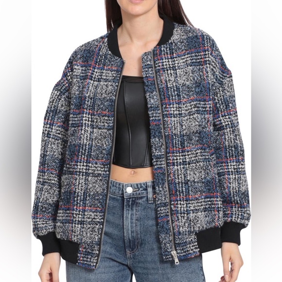 NWT - Avec Les Filles - Plaid Tweed Bomber Jacket 2X - Picture 4 of 7